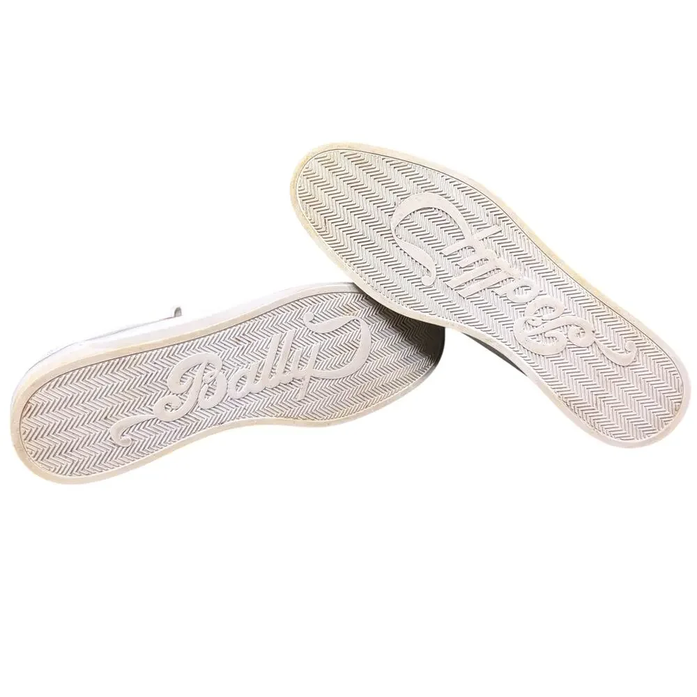 Bally White Patent Leather Men's 11 Cursive Logo Spellout Sneakers Luxury Rare